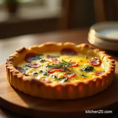 Light Creamy Crustless Quiche with Bacon and Cheese Recipe Recipe Card