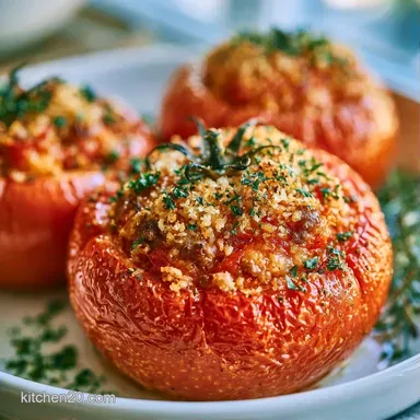 Baked Stuffed Tomatoes with Ground Beef Recipe Card