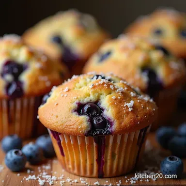 The Best Fluffy Blueberry Muffins with Crunchy Topping Recipe Card