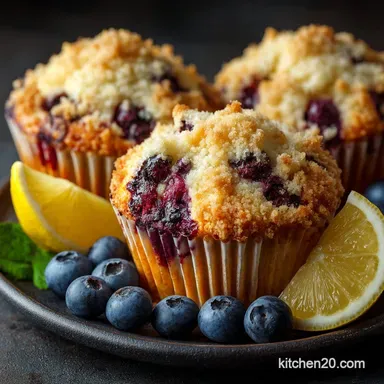 Best Blueberry Muffins Recipe Bakery Domes with Lemon Crumb Recipe Card