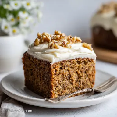 Banana Bread Cake with Cream Cheese Frosting and Walnuts Recipe Card