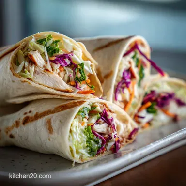 BBQ Chicken Coleslaw Wraps Recipe for 4 Servings Recipe Card