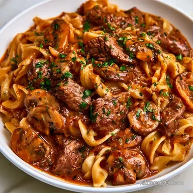 Beef Stroganoff in 30 Minutes Recipe Card