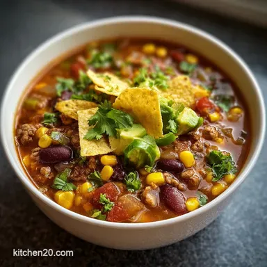 The Best Taco Soup Recipe: One-Pot Ground Beef Delight Recipe Card