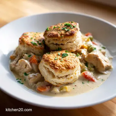 Chicken Pot Pie With Biscuits: Silky Filling Recipe Card