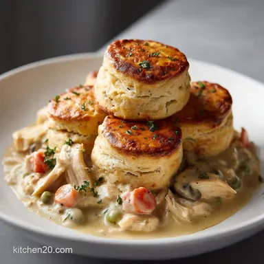 Chicken Pot Pie With Biscuits: Silky Filling