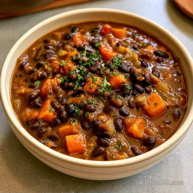 Black Bean Crockpot Soup for 8 Servings Recipe Card
