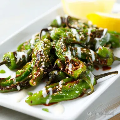 Blistered Shishito Peppers with Sesame-Lime Drizzle Recipe Card