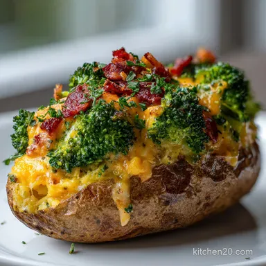 Broccoli and Cheddar Twice Baked Potato: Oven-Only Method