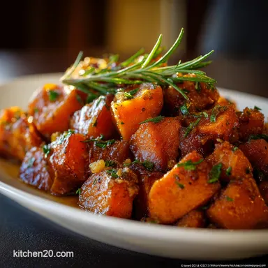 Thanksgiving Side Dishes: Elegant Brown Butter Sage Sweet Potatoes Recipe Card