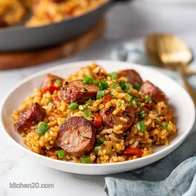 Cajun Sausage and Rice Skillet Recipe in 30 Minutes Recipe Card