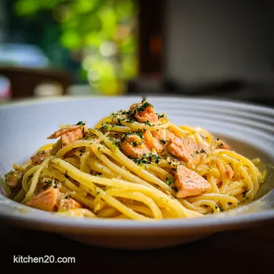 Canned Salmon Pasta for 4 Servings Recipe Card