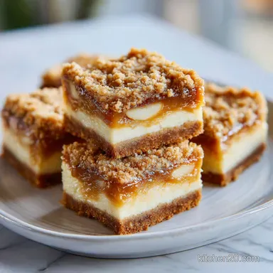 Caramel Apple Cheesecake Bars with Graham Crust Recipe Card