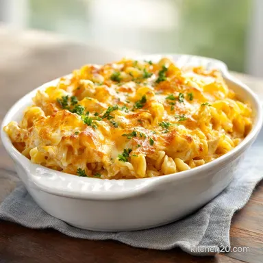 Easy Cheesy Chicken Noodle Casserole Recipe Card
