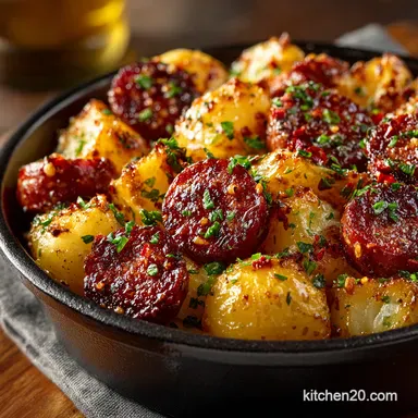 Cheesy Ranch Potatoes Smoked Sausage Easiest OnePan Dinner Recipe Card