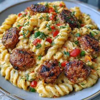 Smoked Sausage Pasta Skillet in 30 Min Recipe Card