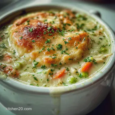 Chicken Pot Pie Soup Recipe with Garlic and Herbs: Creamy Velvety Broth Recipe Card