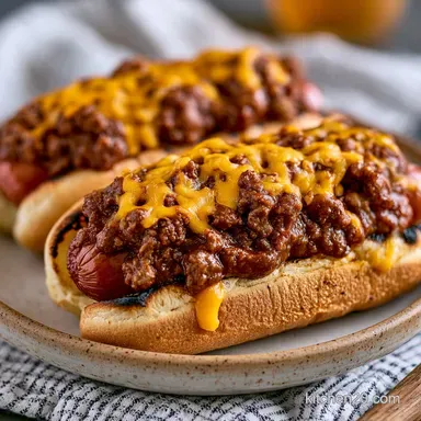 Chili Cheese Grilled Dogs in 45 Minutes Recipe Card