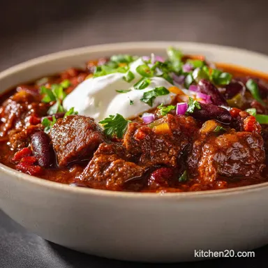 Classic Homemade Chili Deep Flavor SlowCooked Beef Bean Recipe Recipe Card