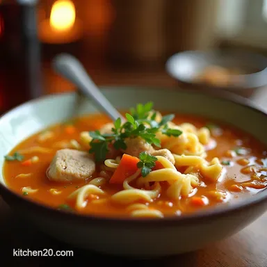 The Proper Brew Classic Comfort Homestyle Chicken Noodle Soup Recipe Card