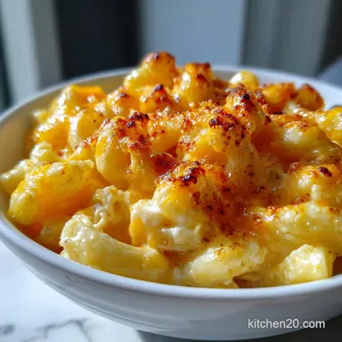 Classic Cottage Cheese Mac and Cheese Without Milk with Sharp Cheddar: Baked No-Bake Recipe Card