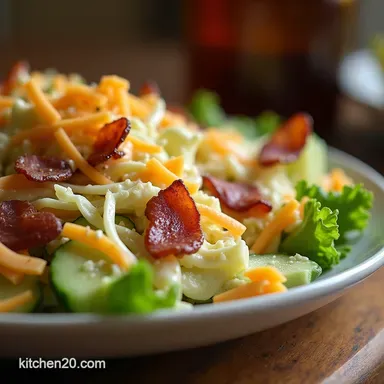 The Best Creamy Cucumber Salad with Bacon and Cheese Recipe Card