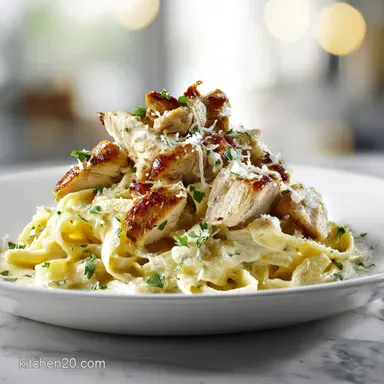 Creamy Chicken Pasta for 4 Servings Recipe Card