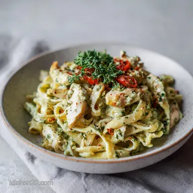 Creamy Chicken Pesto Pasta: A 30-Minute Silky Dinner for 4 Recipe Card