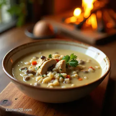 The Best Creamy Mushroom Chicken and Wild Rice Soup Recipe Card