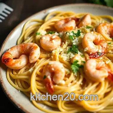 Print Pin Easy Creamy Prawn Linguine: Ready in 15! Recipe Card