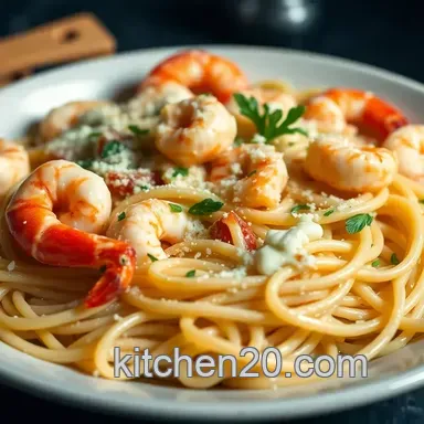 Print Pin Easy Creamy Prawn Linguine: Ready in 15!