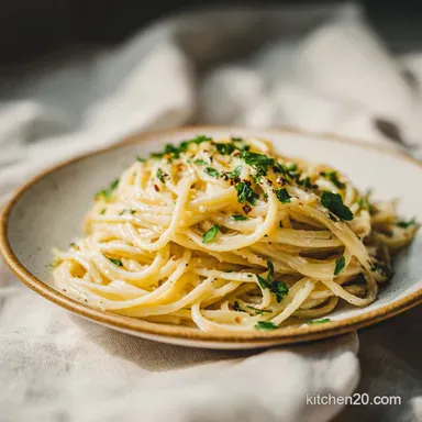 One Pot Creamy Garlic Pasta in 20 Minutes Recipe Card