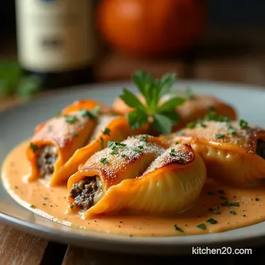 Rich Creamy Paprika Steak Shells Recipe Comfort Dinner Idea Recipe Card