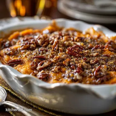 Southern Sweet Potato Casserole with Crunchy Pecan: Easy, Creamy Holiday Side Dish Recipe Card