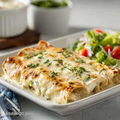 White Chicken Enchiladas: Velvety in 35 Minutes Recipe Card