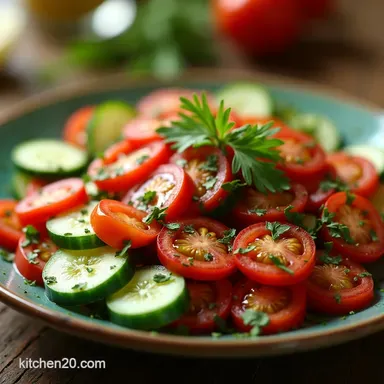 SunKissed Garden Salad Ultimate Crisp Cucumber Tomato Salad Recipe Card