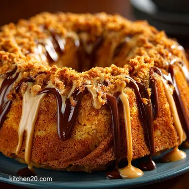 Easy Butterfinger Bundt Cake Moist Pound Cake with Peanut Butter Glaze Recipe Card