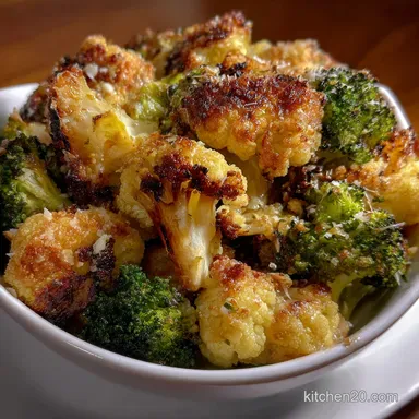 Roasted Broccoli and Cauliflower Recipe: Crispy Parmesan Garlic
