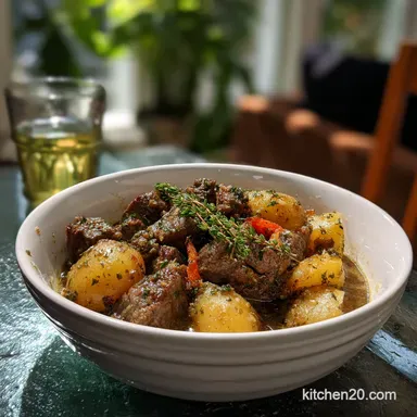 Crockpot Beef and Potato Recipe with Garlic and Herbs: One-Pot Recipe Card