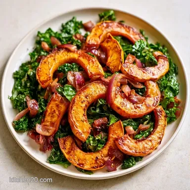 Roasted Delicata Squash Kale Salad Recipe Card