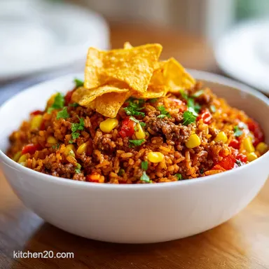 Taco Rice Bowl with Doritos for 4 Servings Recipe Card