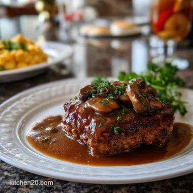 Hamburger Steak with Mushroom Gravy: Juicy Fast Recipe Card