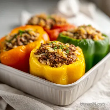Stuffed Peppers with Ground Beef for 6 Servings
