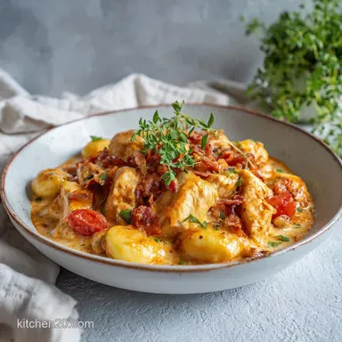 Garlic Chicken Gnocchi Skillet Recipe for 4 Recipe Card