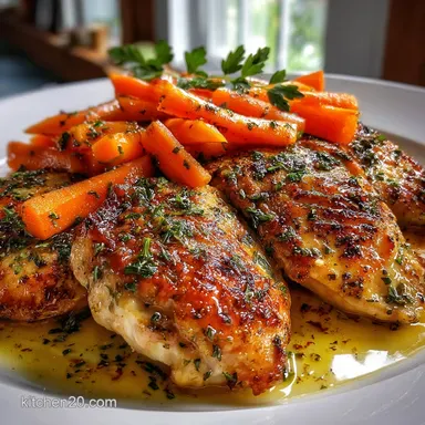Garlic Herb Chicken Carrot Plate in 30 Minutes Recipe Card