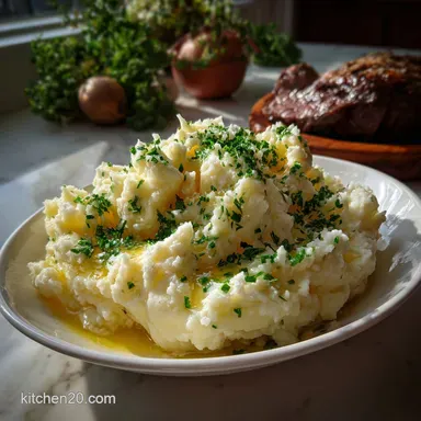 Prime Rib Side Dish with Garlic Mashed Potatoes Recipe Card
