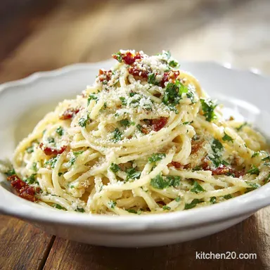 Garlic Parmesan Pasta for 4 Servings Recipe Card