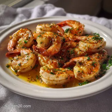 New Years Eve Food Idea with Garlic Shrimp Recipe Card