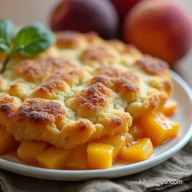 Easy Homemade Peach Cobbler Recipe with Fluffy Biscuit Topping