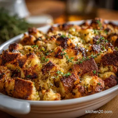 Grandmas Thanksgiving Stuffing: The Best Crispy Oven Baked Recipe Recipe Card